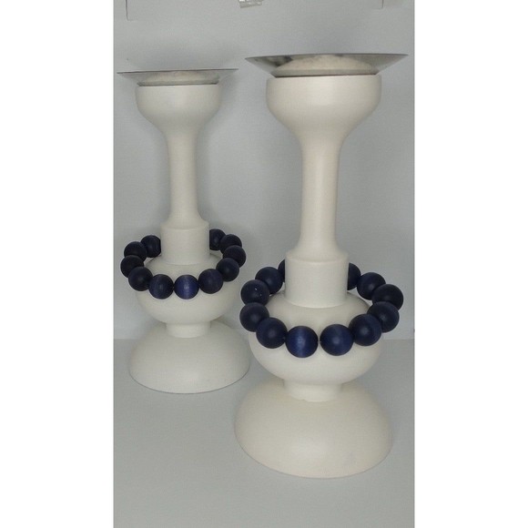 Aarikka Finland Candle Sticks Holders Set of 2 White Wood - Picture 2 of 12